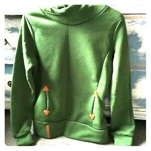 BRIGHT moss green cowl neck hoodie sweatshirt